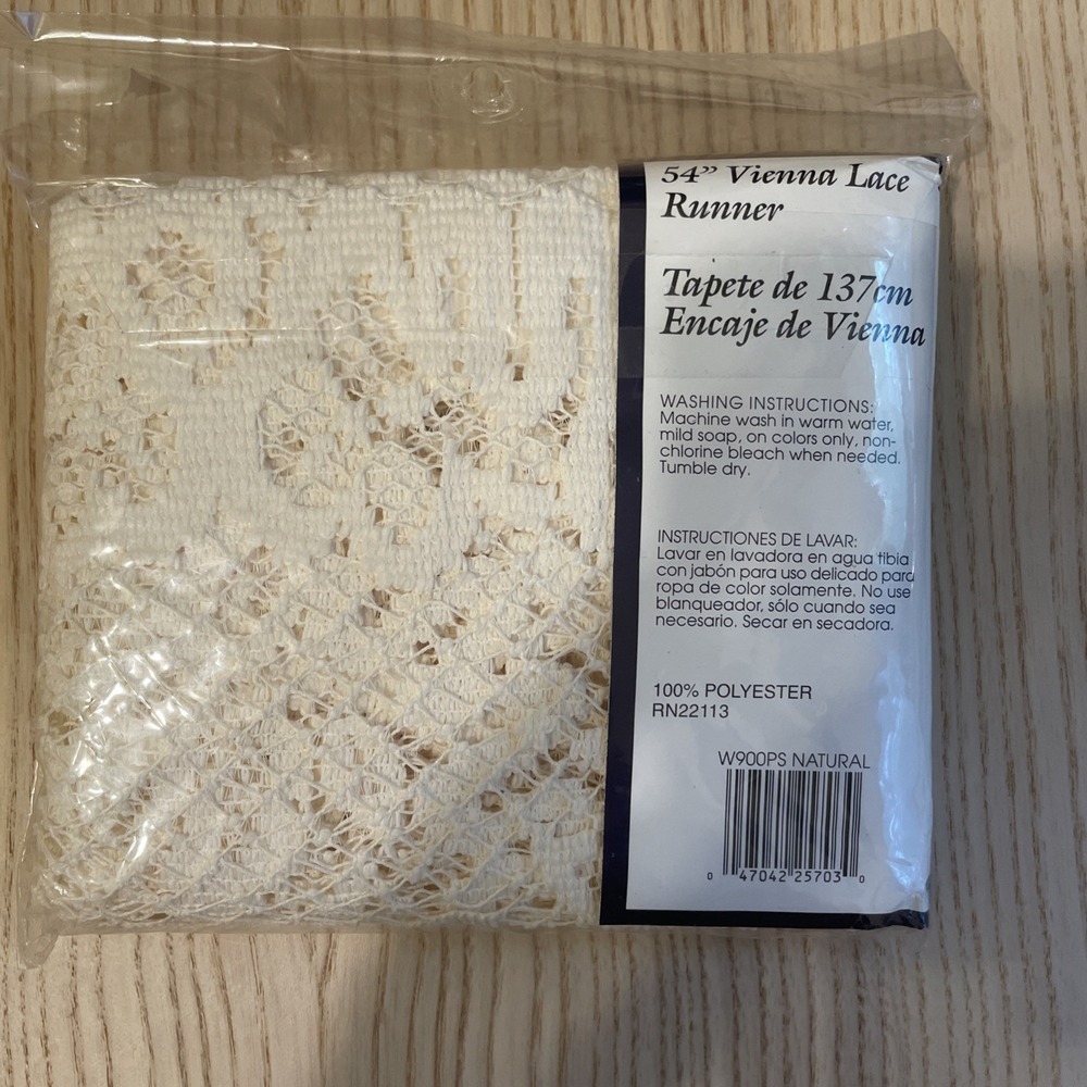 Home Trends 54" Vienna Lace Runner Ivory Made In The USA - Picture 3 of 4